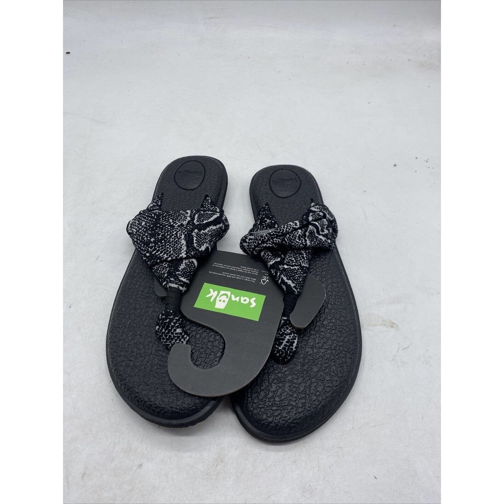 Sanuk Womens Yoga Sling Flip Flop Sandals Size 9 Black Fabric Thongs B24